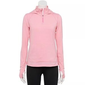 Tek Gear Pink 1/4 Zip Hooded Long Sleeve Athletic Top Size L NWT